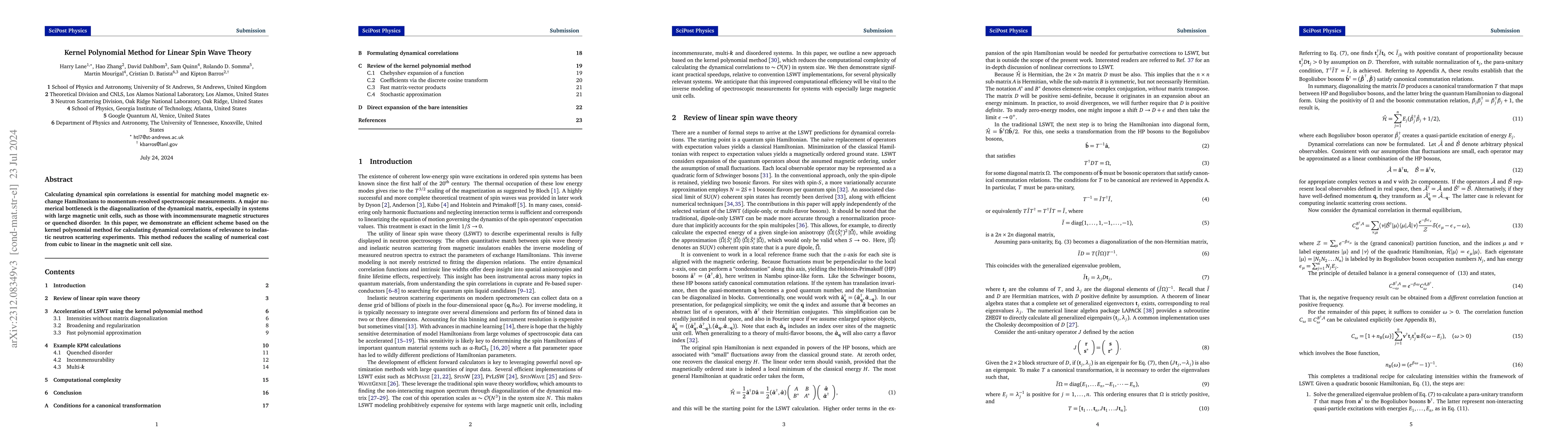 Thumbnail for Kernel Polynomial Method for Linear Spin Wave Theory