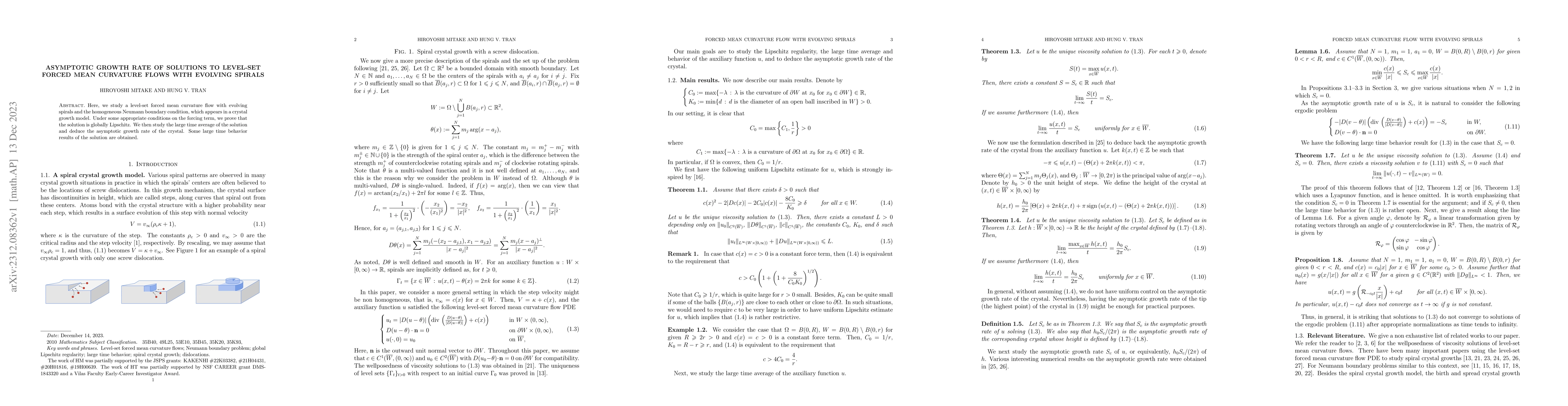Thumbnail for Asymptotic growth rate of solutions to level-set forced mean curvature
  flows with evolving spirals