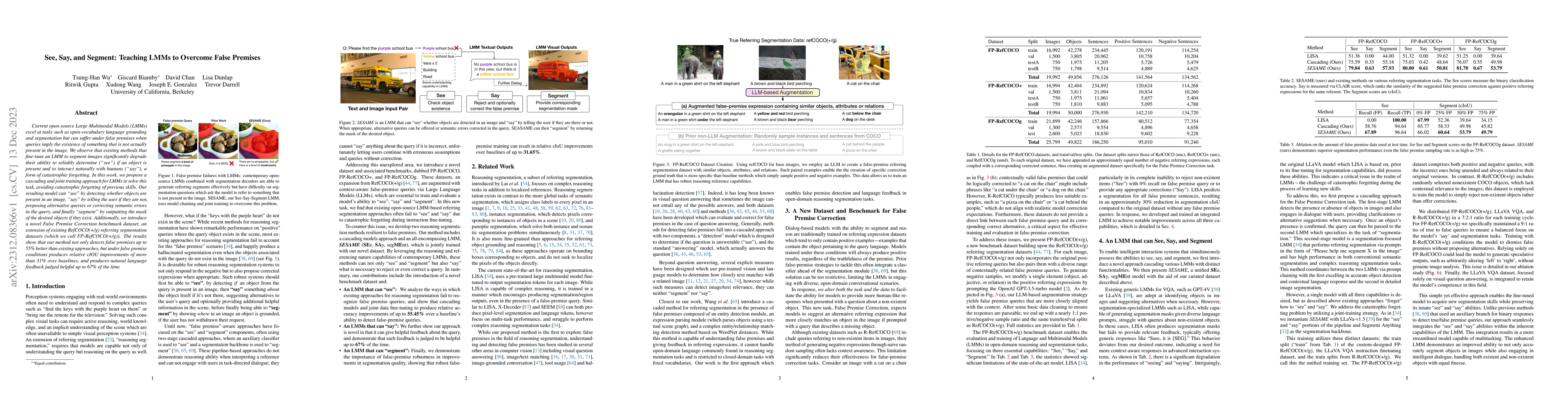 Thumbnail for See, Say, and Segment: Teaching LMMs to Overcome False Premises