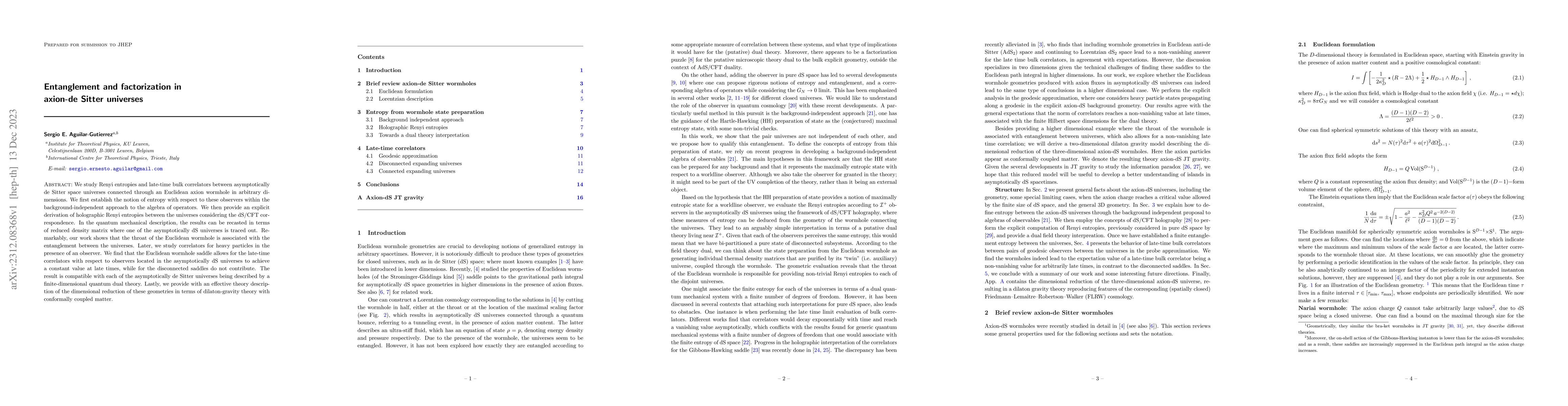 Thumbnail for Entanglement and factorization in axion-de Sitter universes