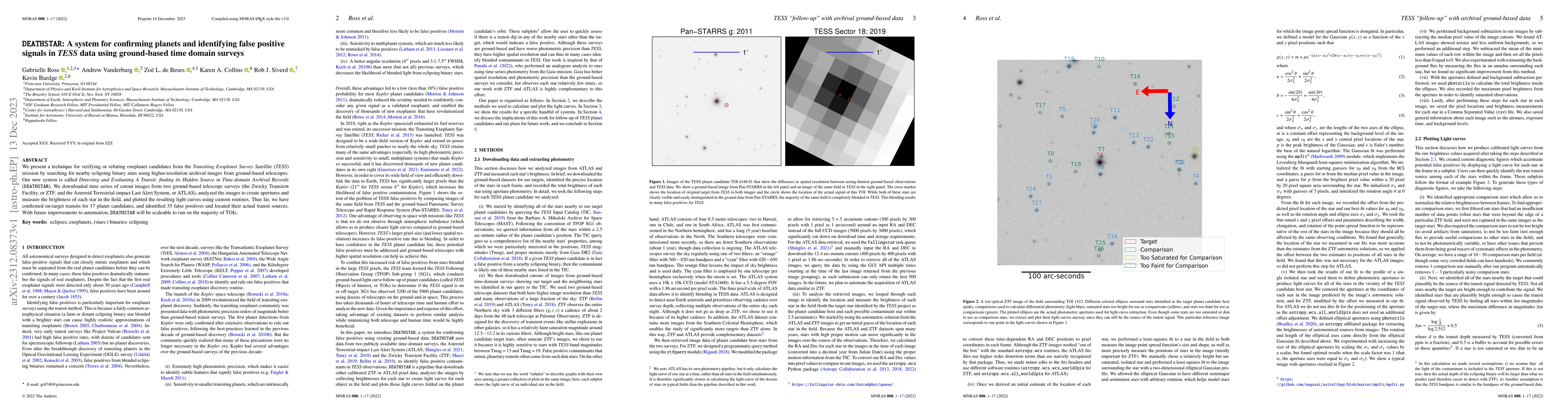Thumbnail for DEATHSTAR: A system for confirming planets and identifying false
  positive signals in TESS data using ground-based time domain surveys