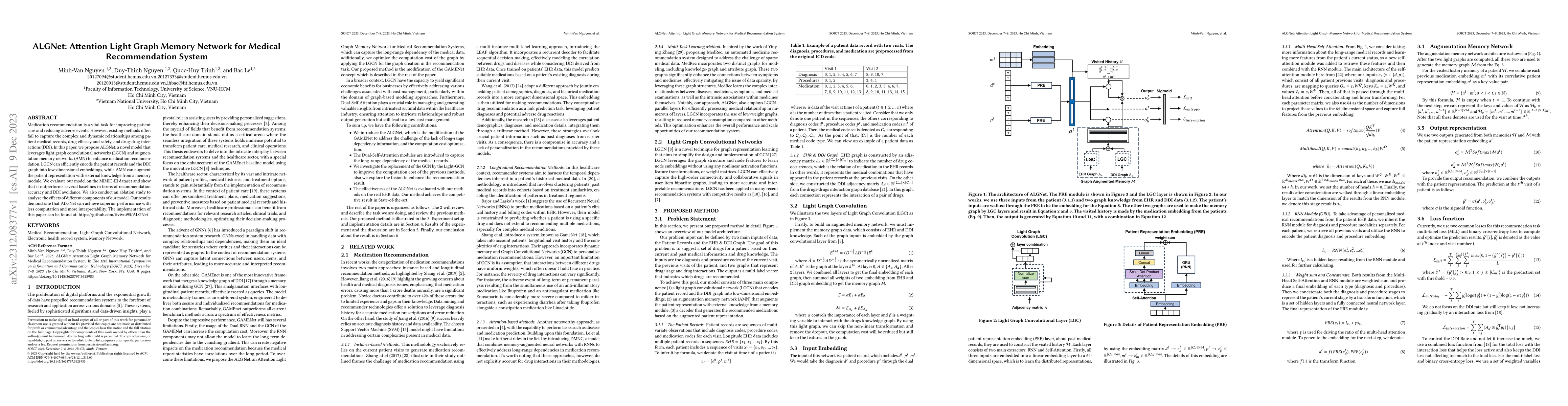Thumbnail for ALGNet: Attention Light Graph Memory Network for Medical Recommendation
  System