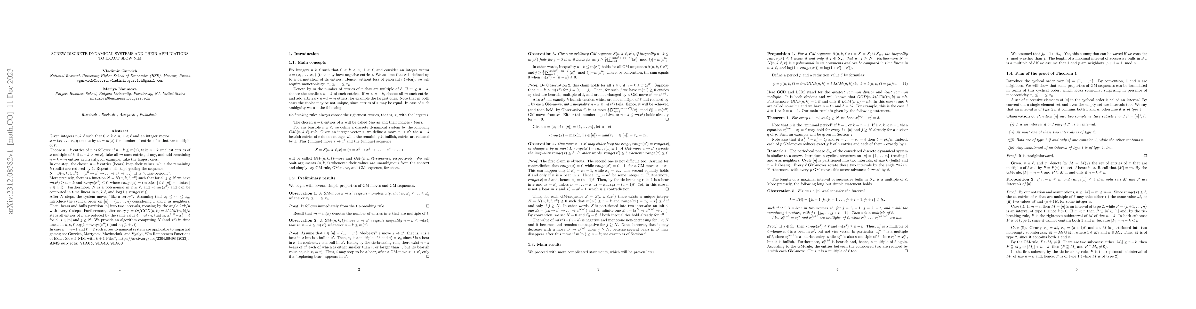 Thumbnail for Screw discrete dynamical systems and their applications to exact slow
  NIM