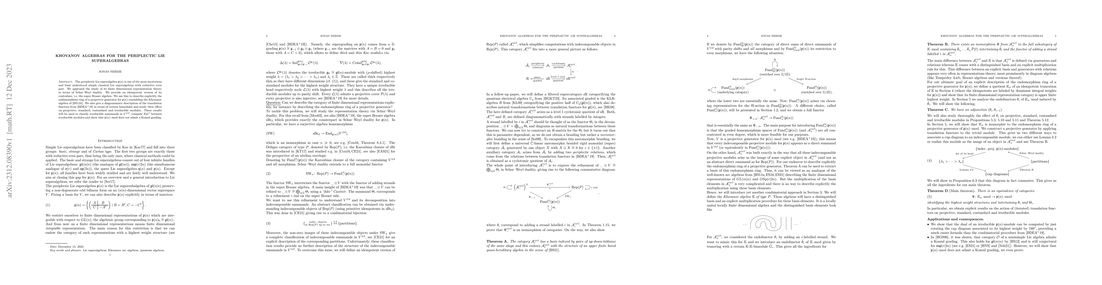 Thumbnail for Khovanov algebras for the periplectic Lie superalgebras