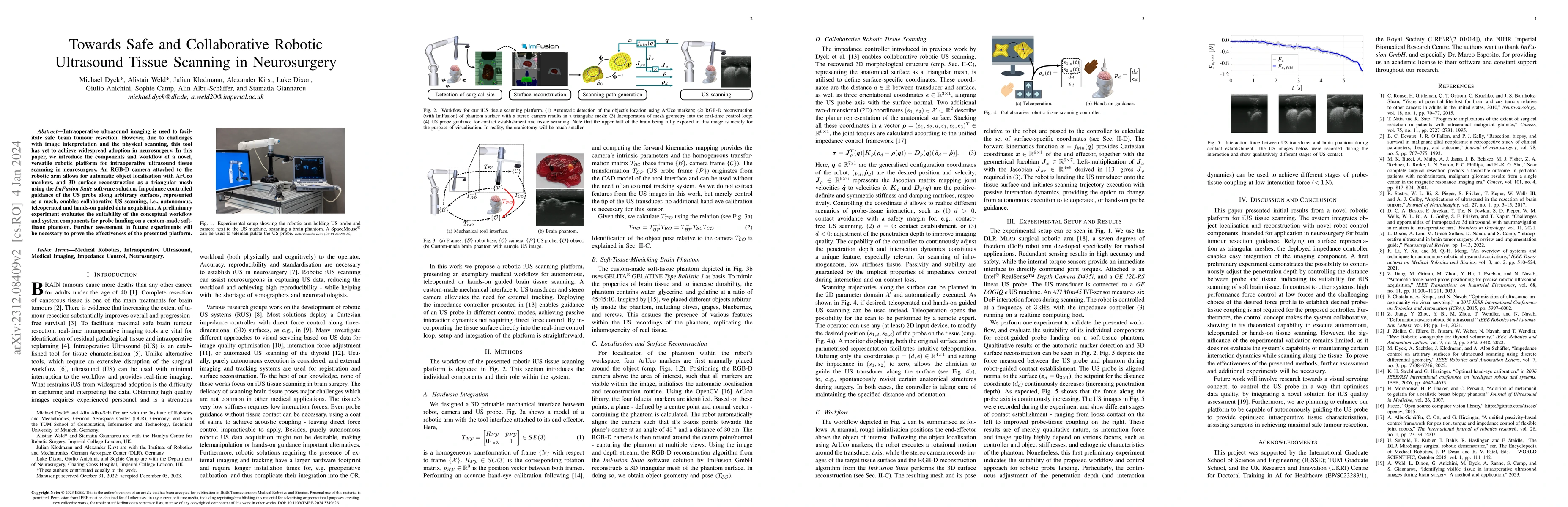Thumbnail for Towards Safe and Collaborative Robotic Ultrasound Tissue Scanning in
  Neurosurgery