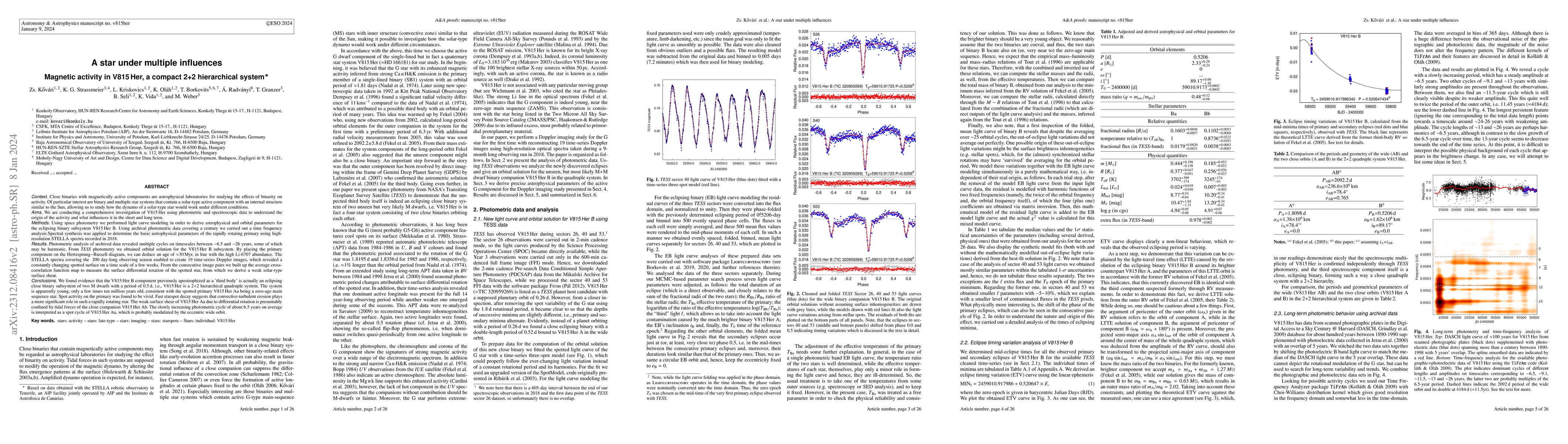 Thumbnail for A star under multiple influences. Magnetic activity in V815 Her, a
  compact 2+2 hierarchical system