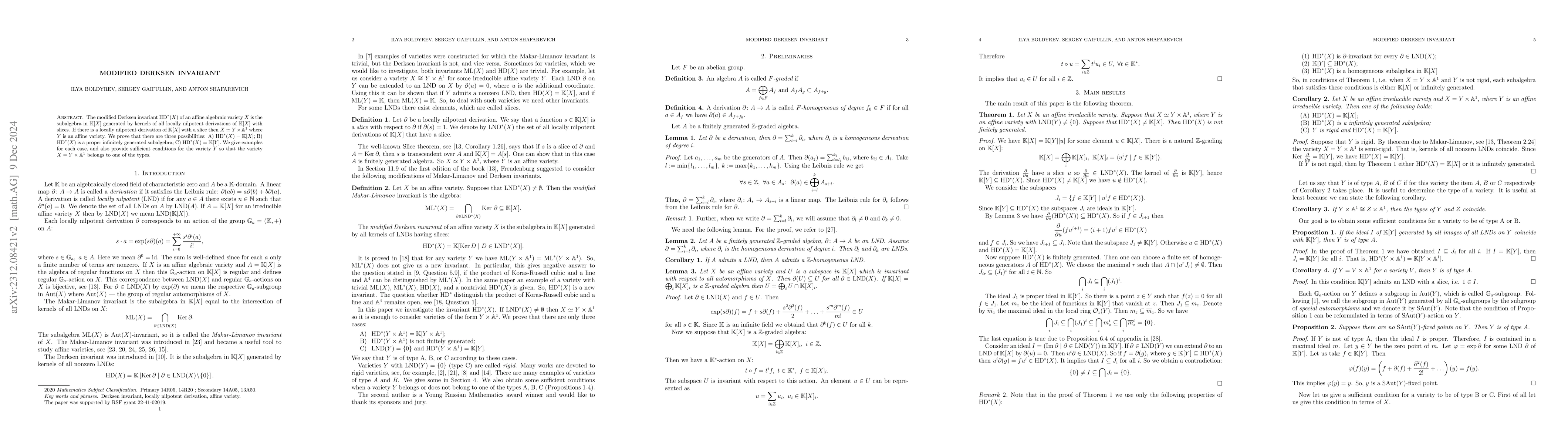 Thumbnail for Modified Derksen invariant