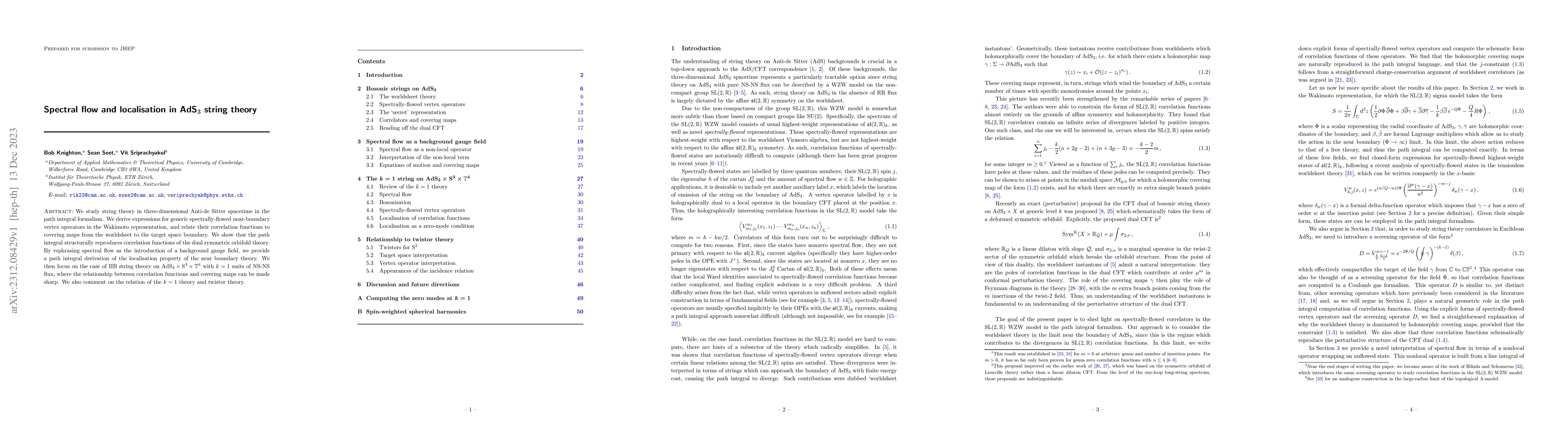 Thumbnail for Spectral flow and localisation in $\text{AdS}_3$ string theory