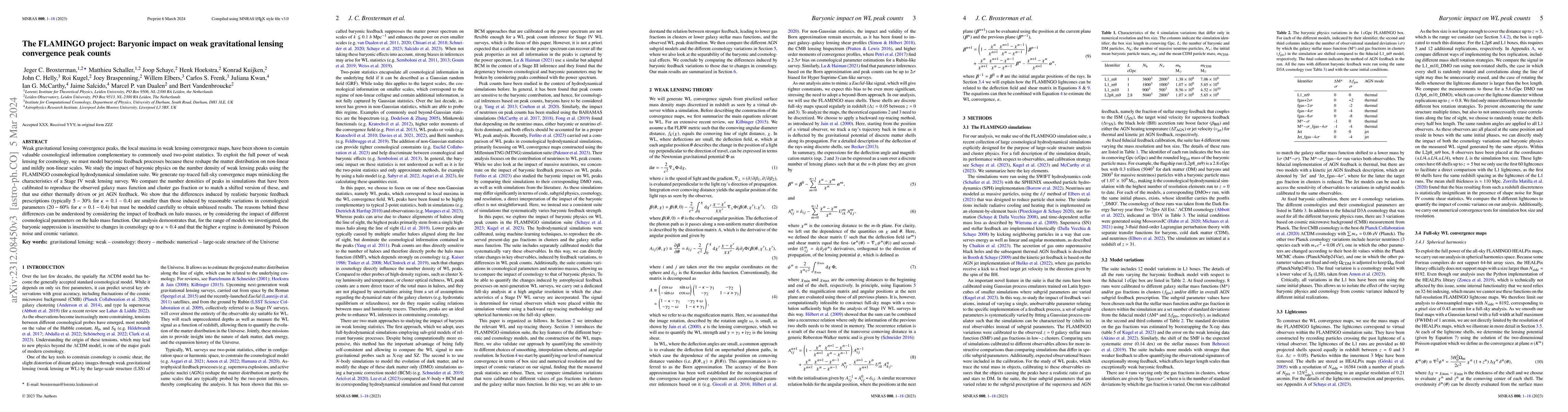 Thumbnail for The FLAMINGO project: Baryonic impact on weak gravitational lensing
  convergence peak counts