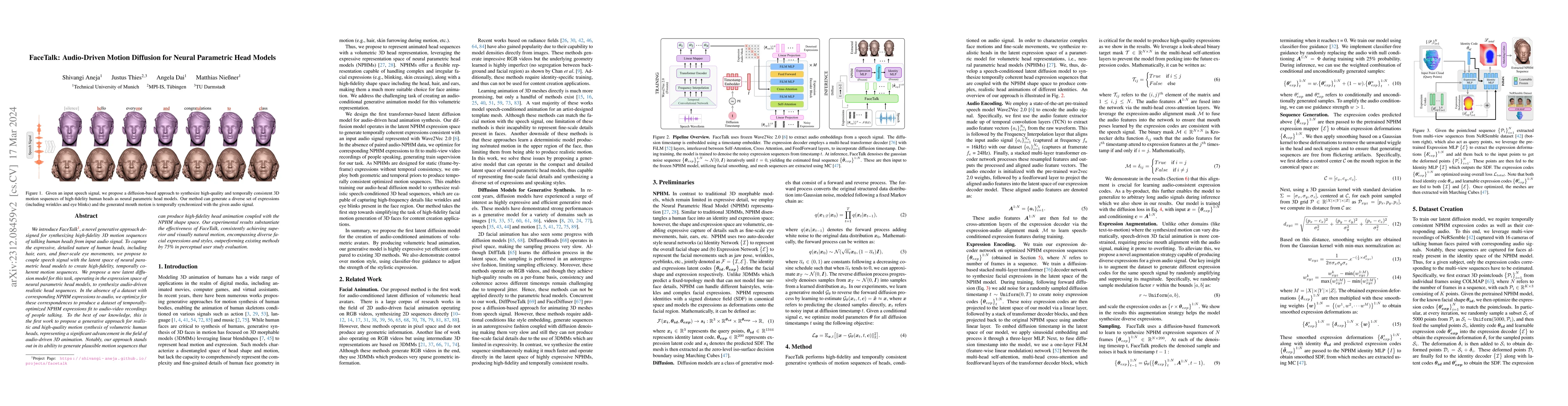 Thumbnail for FaceTalk: Audio-Driven Motion Diffusion for Neural Parametric Head
  Models