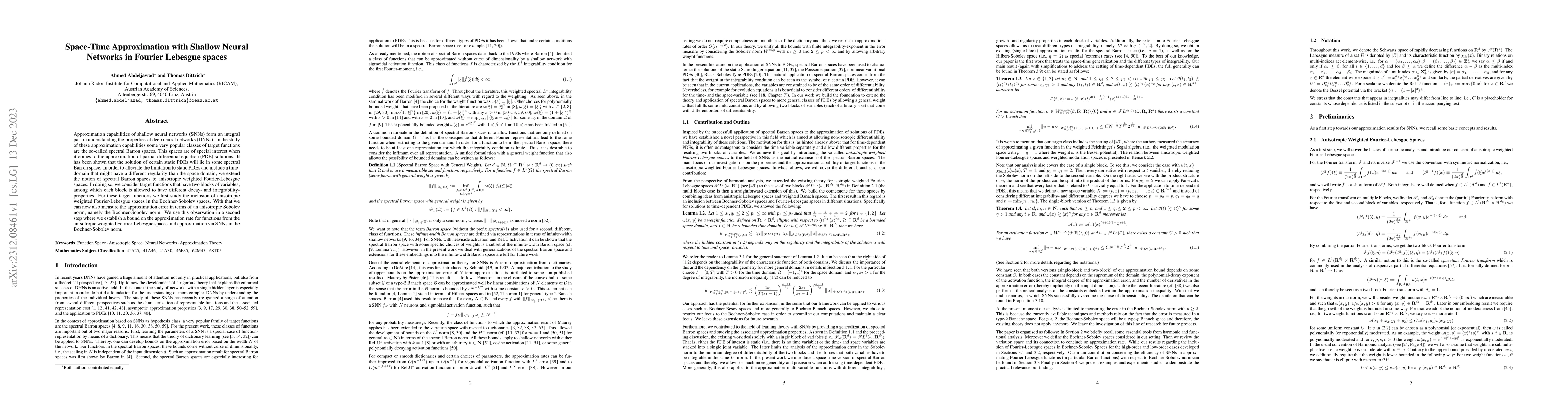 Thumbnail for Space-Time Approximation with Shallow Neural Networks in Fourier
  Lebesgue spaces