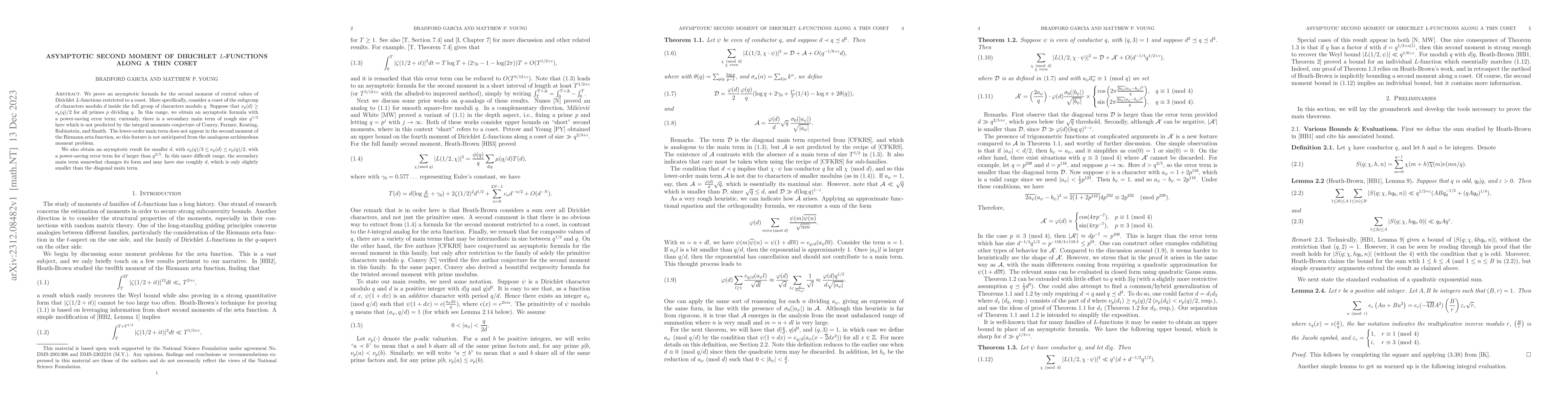 Thumbnail for Asymptotic second moment of Dirichlet $L$-functions along a thin coset