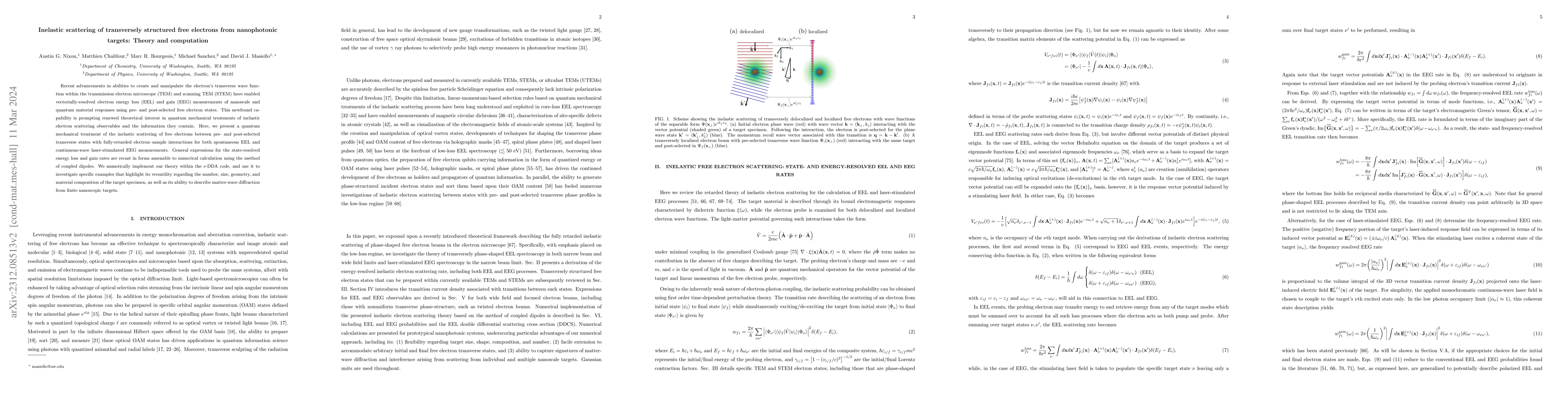 Thumbnail for Inelastic scattering of transversely structured free electrons from
  nanophotonic targets: Theory and computation