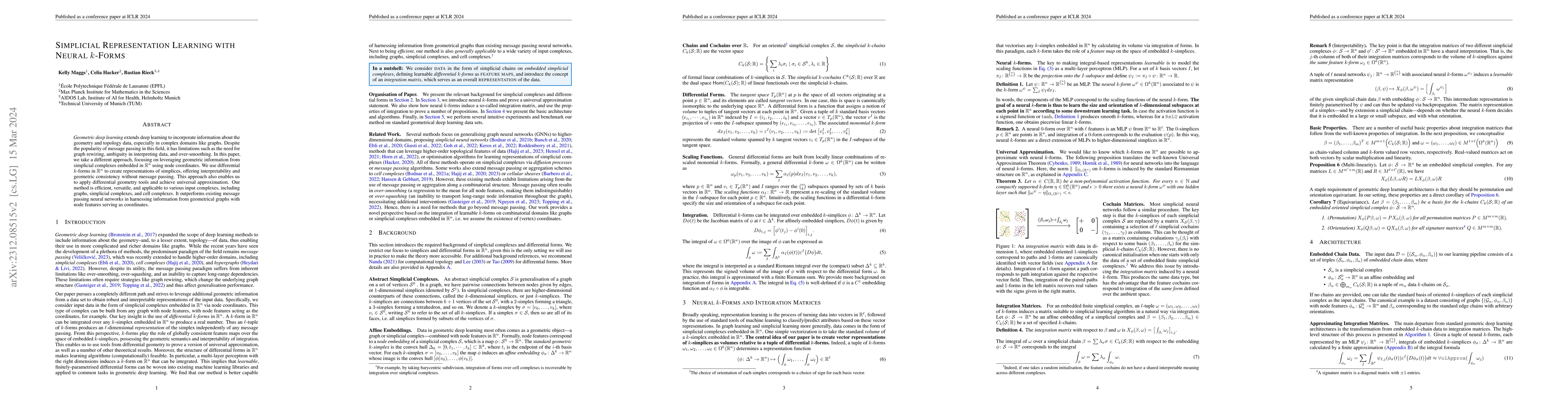 Thumbnail for Simplicial Representation Learning with Neural $k$-Forms