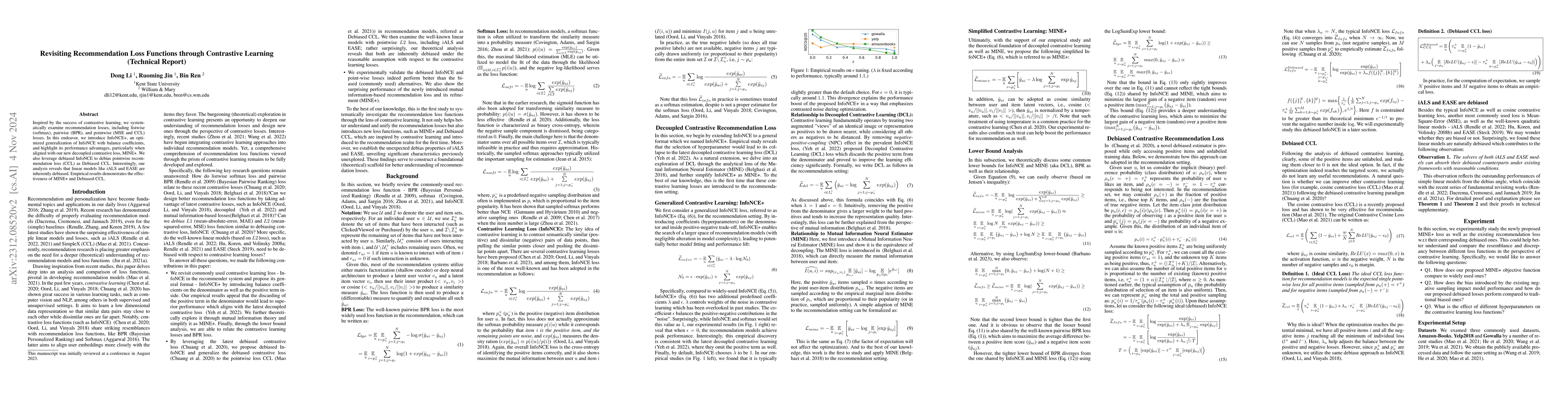 Thumbnail for Revisiting Recommendation Loss Functions through Contrastive Learning
  (Technical Report)