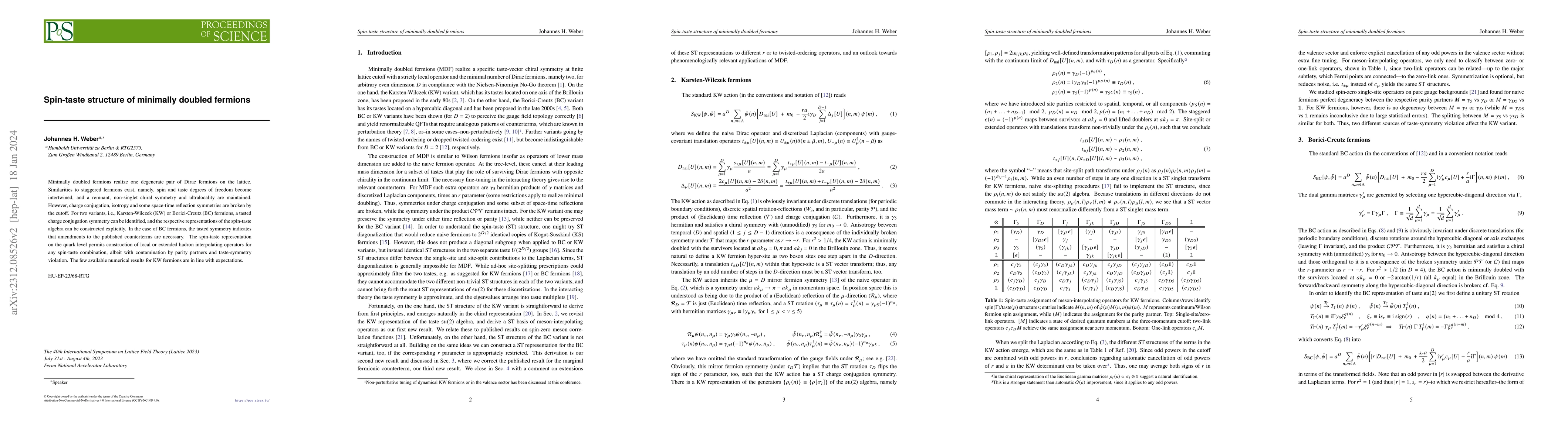 Thumbnail for Spin-taste structure of minimally doubled fermions