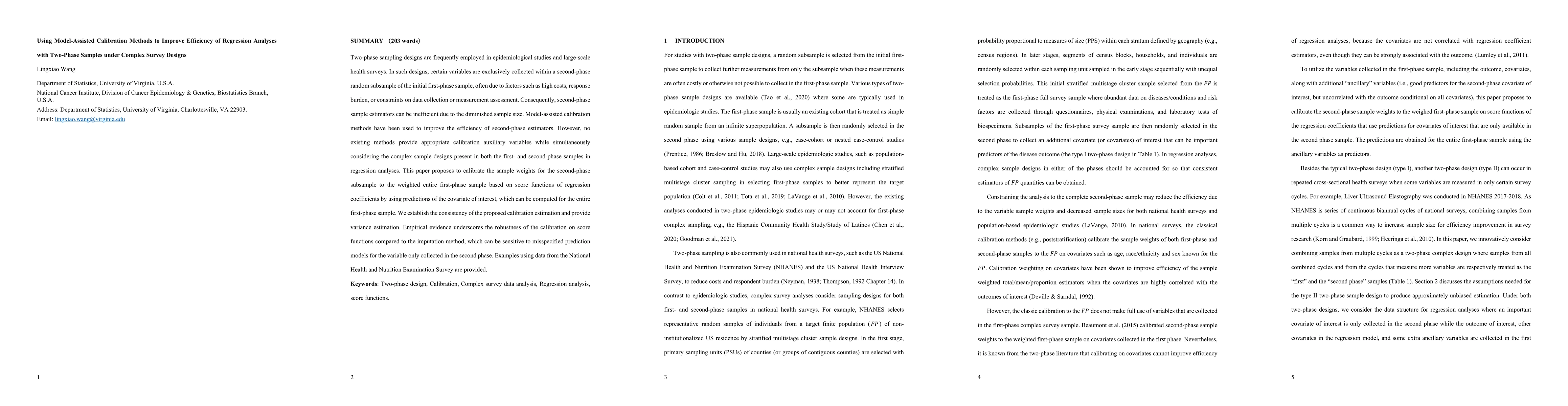 Thumbnail for Using Model-Assisted Calibration Methods to Improve Efficiency of
  Regression Analyses with Two-Phase Samples under Complex Survey Designs