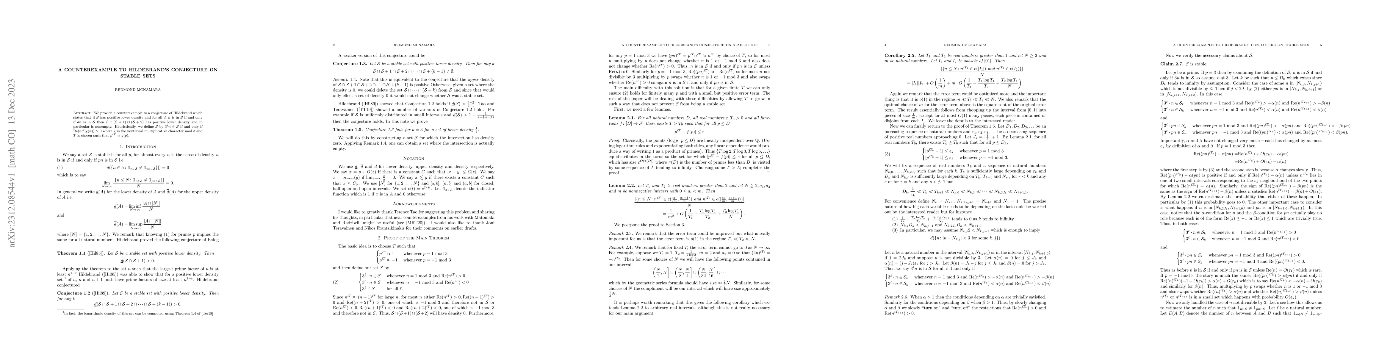 Thumbnail for A counterexample to Hildebrand's conjecture on stable sets