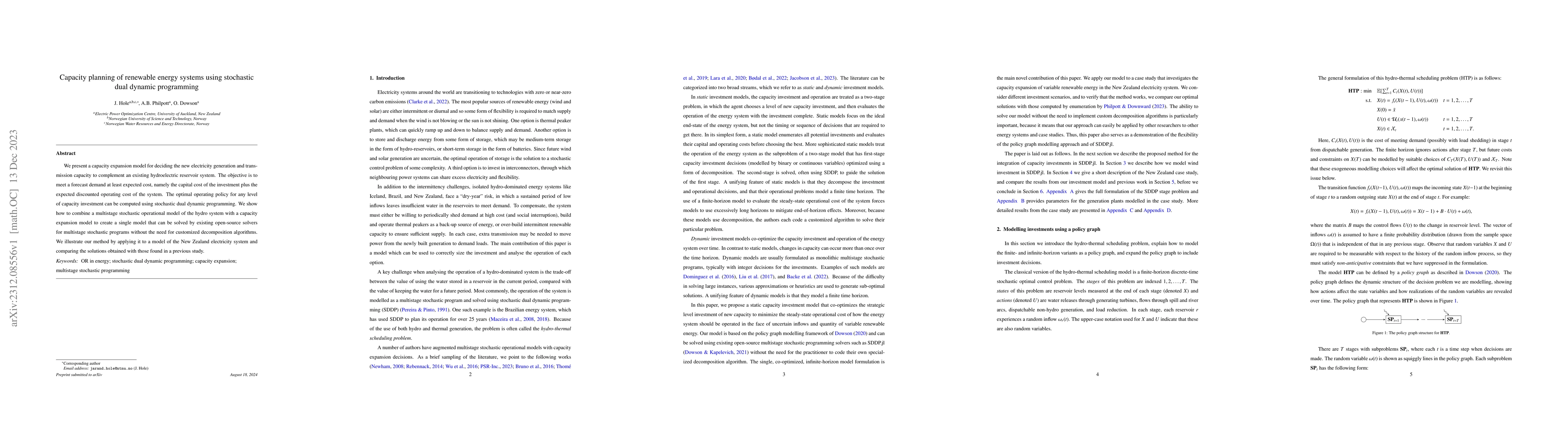 Thumbnail for Capacity planning of renewable energy systems using stochastic dual
  dynamic programming