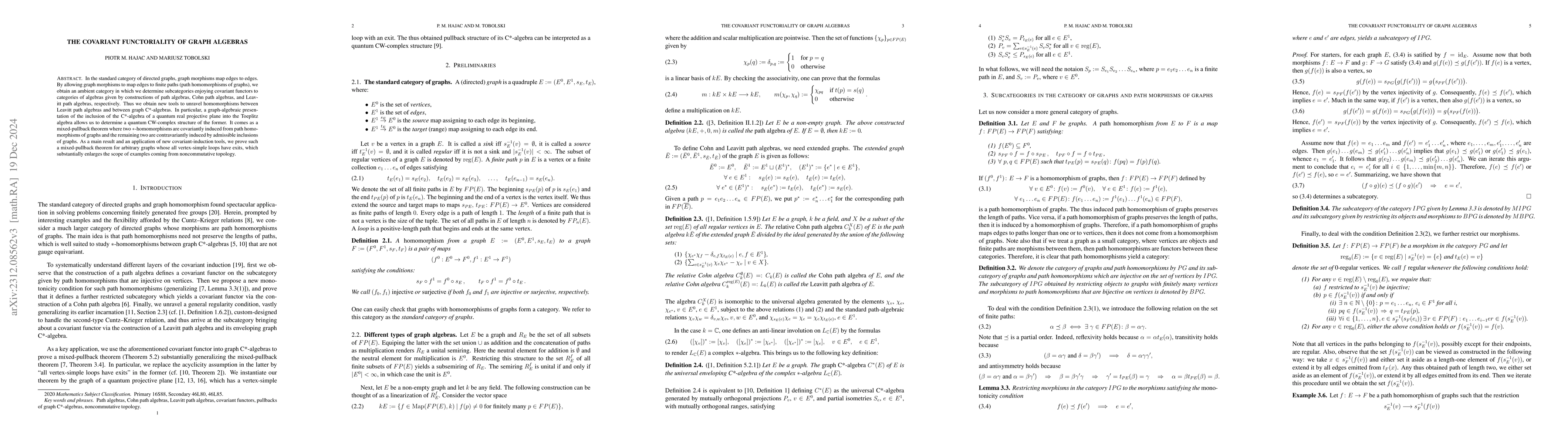 Thumbnail for The covariant functoriality of graph algebras