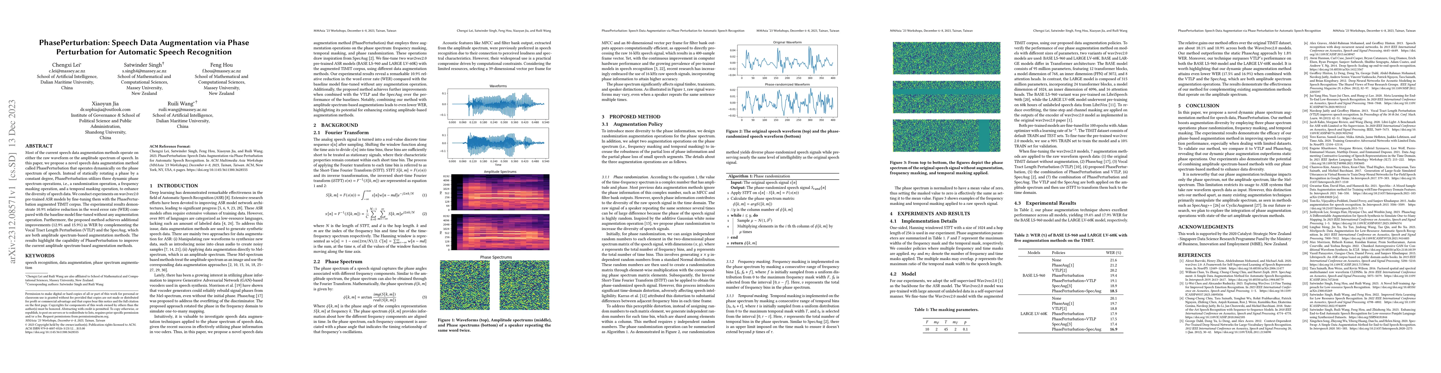 Thumbnail for PhasePerturbation: Speech Data Augmentation via Phase Perturbation for
  Automatic Speech Recognition