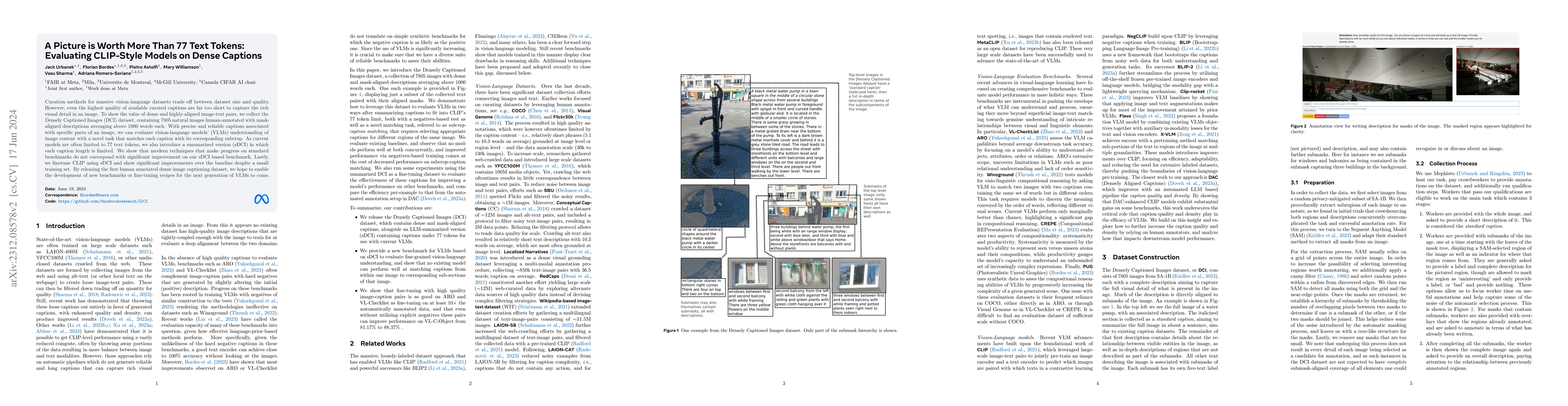 Thumbnail for A Picture is Worth More Than 77 Text Tokens: Evaluating CLIP-Style
  Models on Dense Captions