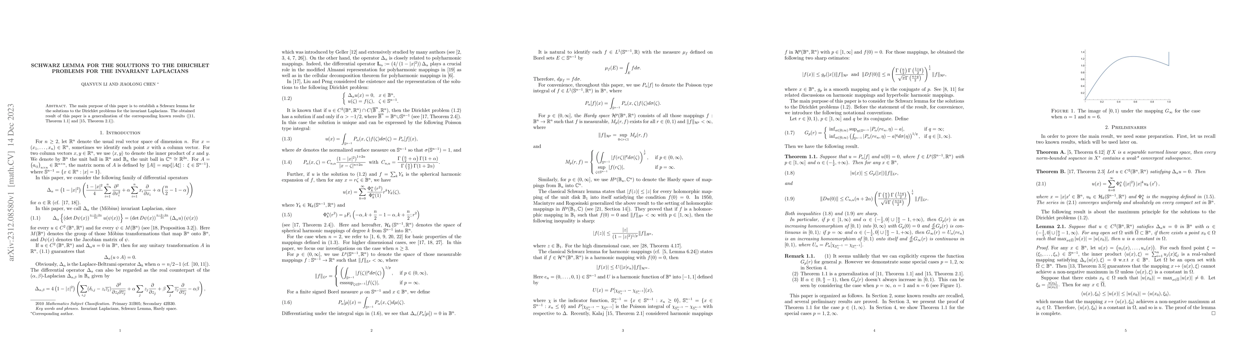 Thumbnail for Schwarz lemma for the solutions to the Dirichlet problems for the
  invariant Laplacians