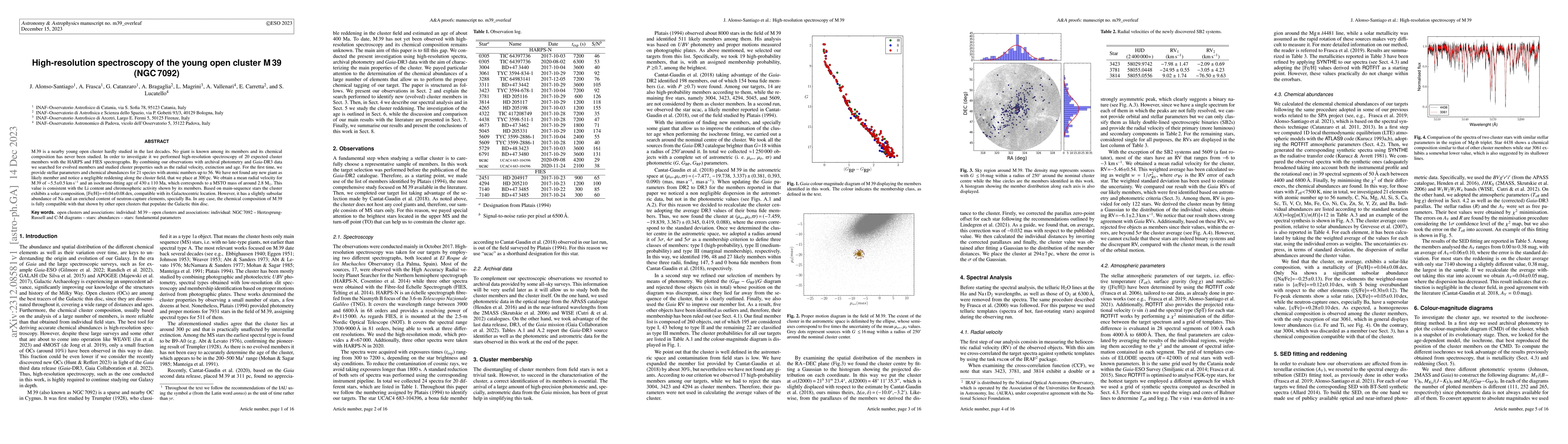 Thumbnail for High-resolution spectroscopy of the young open cluster M 39 (NGC 7092)