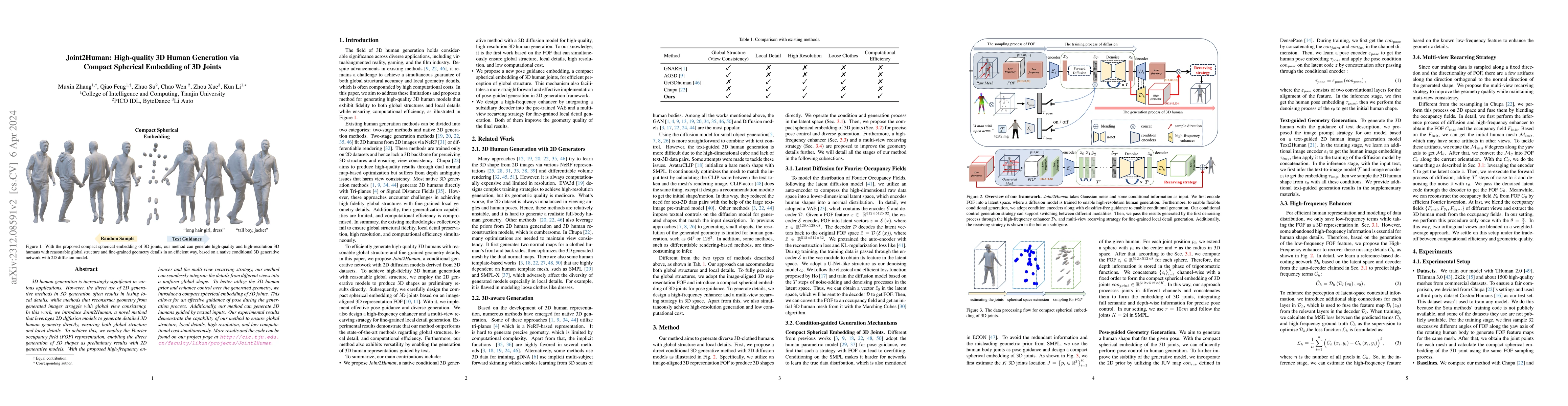 Thumbnail for Joint2Human: High-quality 3D Human Generation via Compact Spherical
  Embedding of 3D Joints