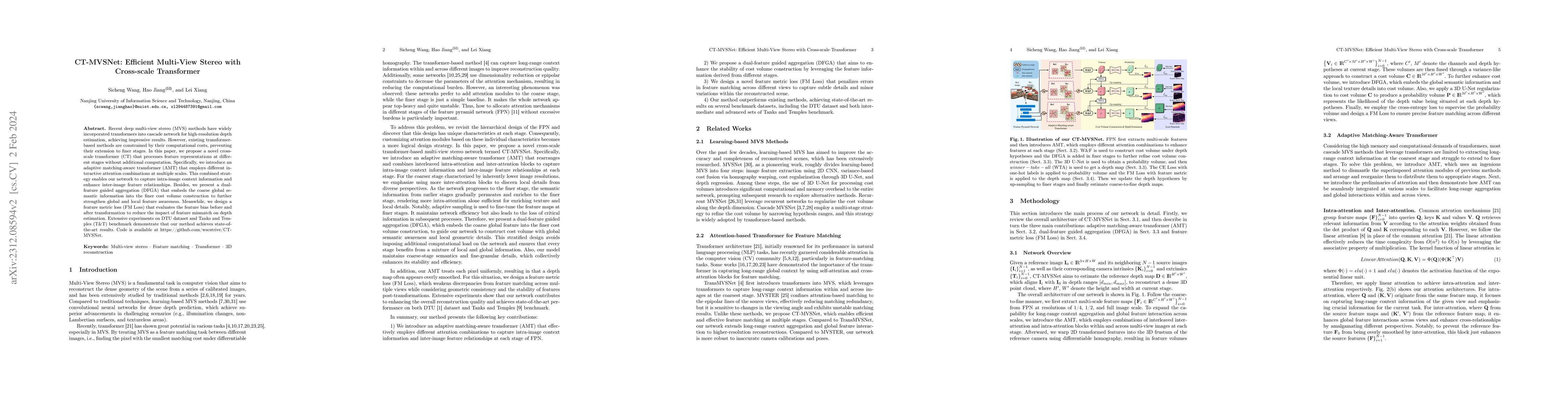 Thumbnail for CT-MVSNet: Efficient Multi-View Stereo with Cross-scale Transformer