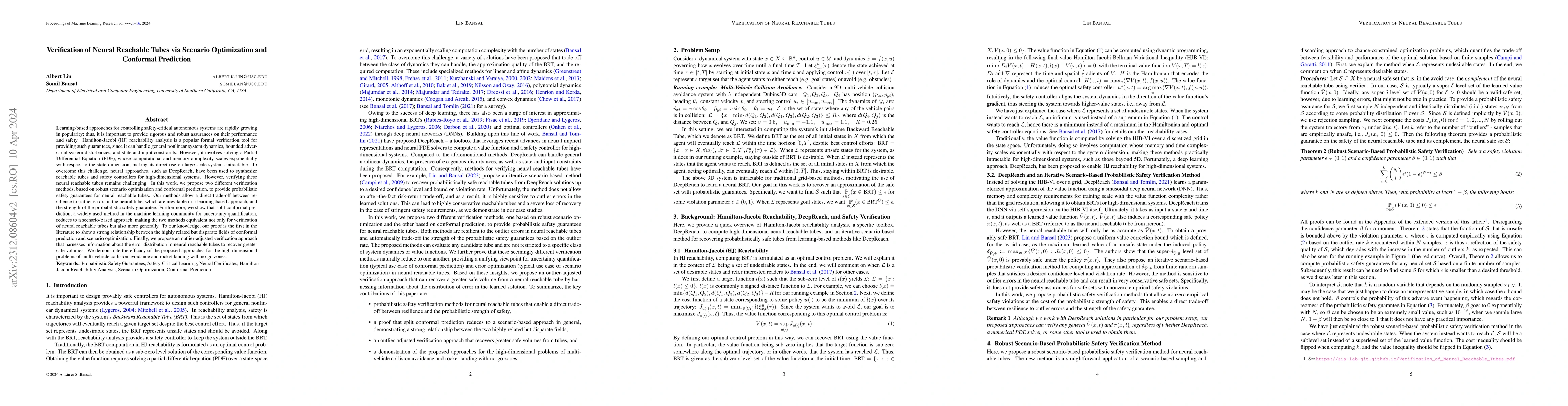 Thumbnail for Verification of Neural Reachable Tubes via Scenario Optimization and
  Conformal Prediction