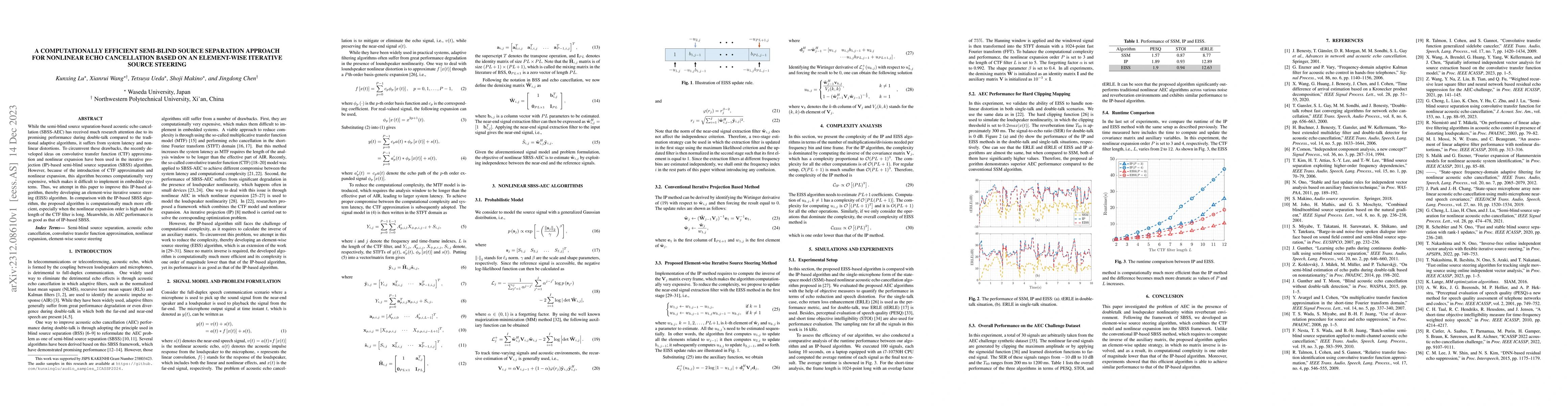 Thumbnail for A computationally efficient semi-blind source separation based approach
  for nonlinear echo cancellation based on an element-wise iterative source
  steering
