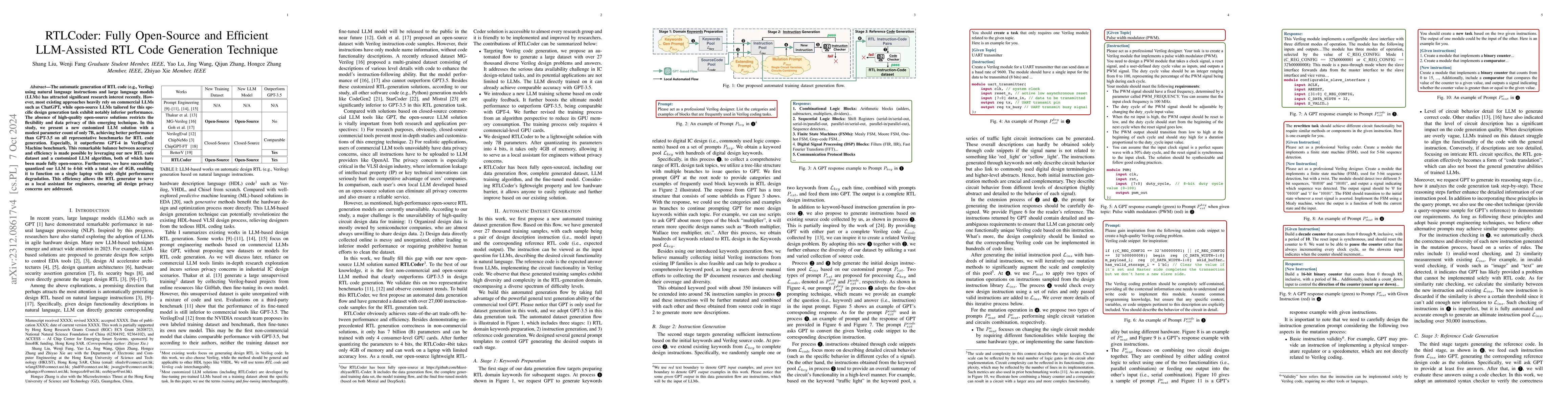 Thumbnail for RTLCoder: Outperforming GPT-3.5 in Design RTL Generation with Our
  Open-Source Dataset and Lightweight Solution