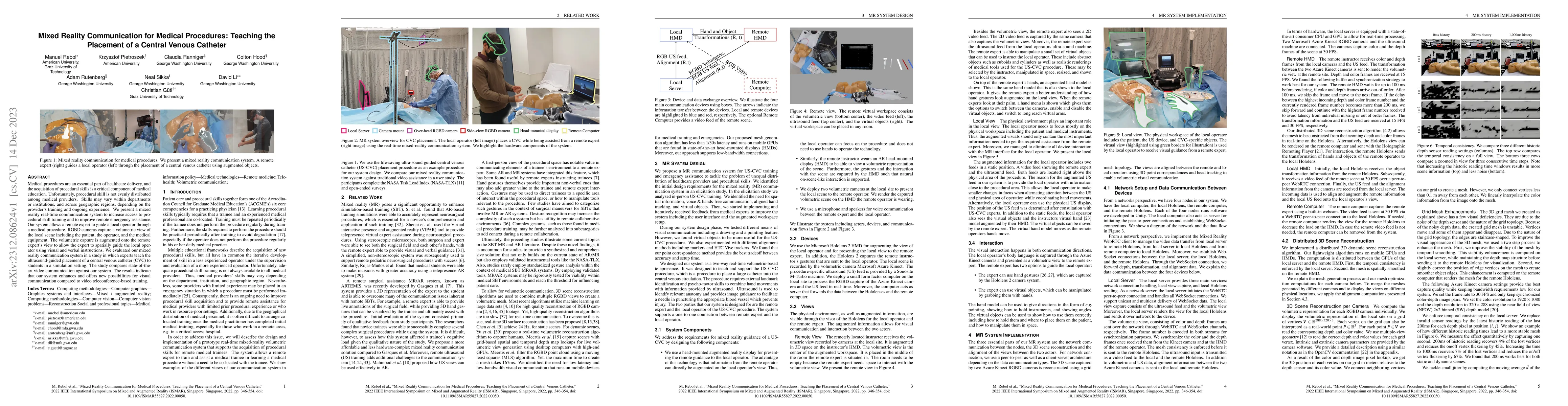 Thumbnail for Mixed Reality Communication for Medical Procedures: Teaching the
  Placement of a Central Venous Catheter