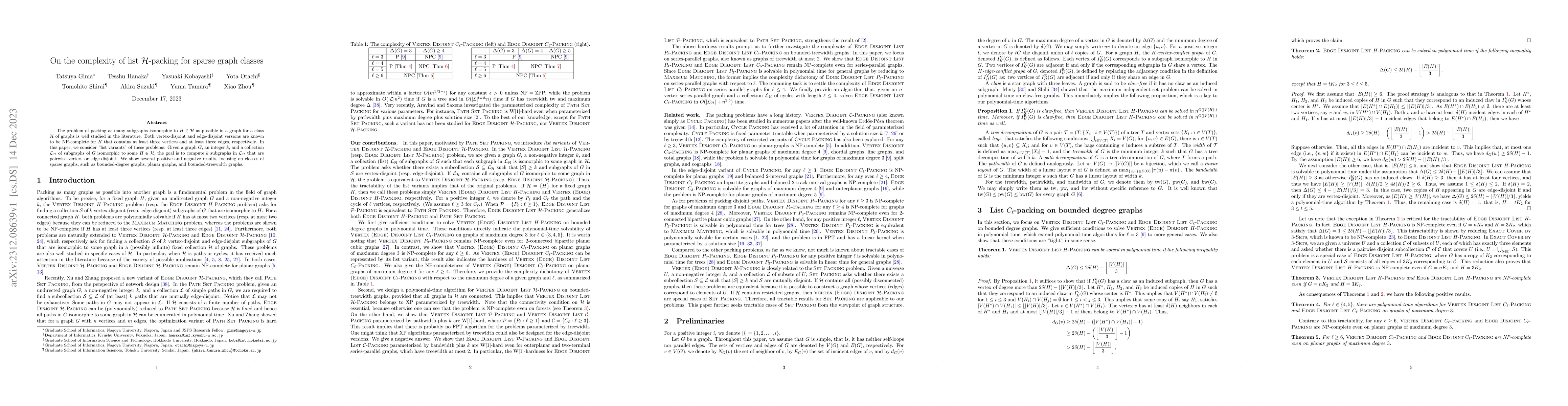Thumbnail for On the complexity of list $\mathcal H$-packing for sparse graph classes