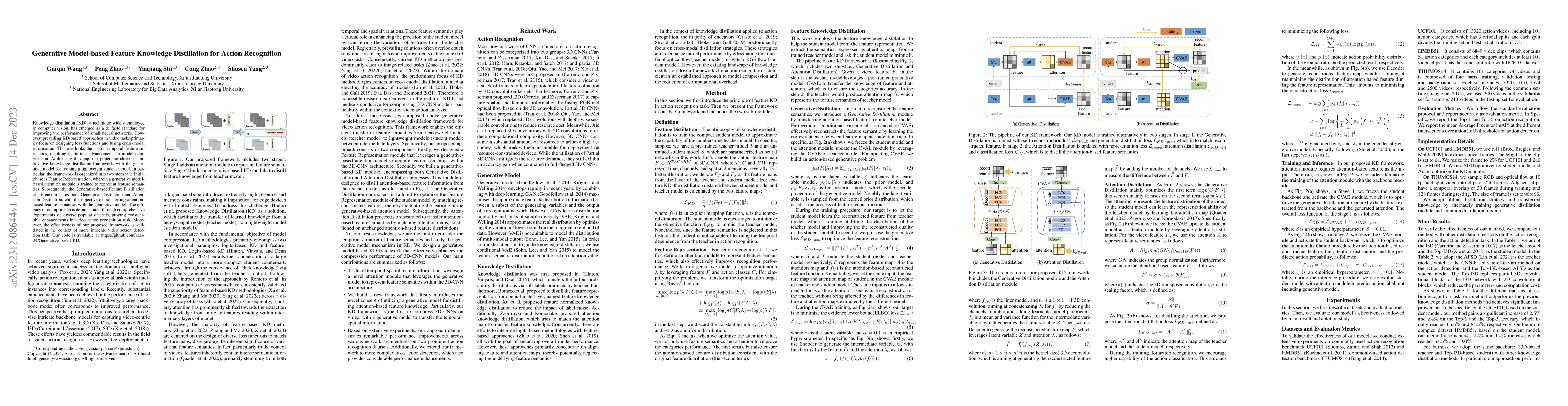 Thumbnail for Generative Model-based Feature Knowledge Distillation for Action
  Recognition