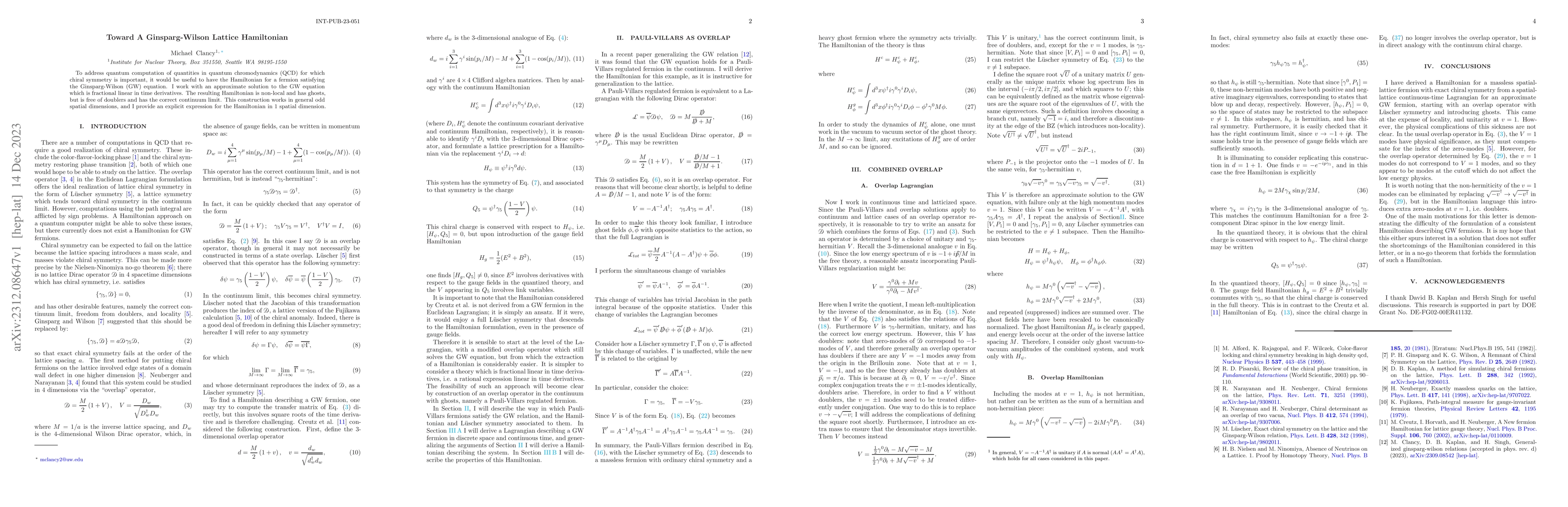 Thumbnail for Toward a Ginsparg-Wilson Lattice Hamiltonian
