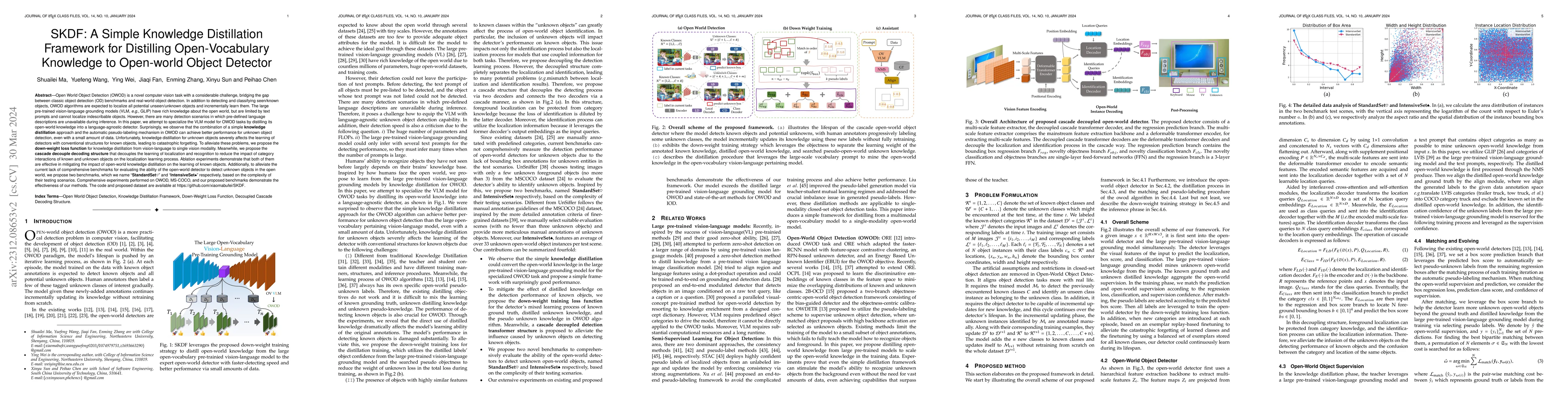 Thumbnail for SKDF: A Simple Knowledge Distillation Framework for Distilling
  Open-Vocabulary Knowledge to Open-world Object Detector