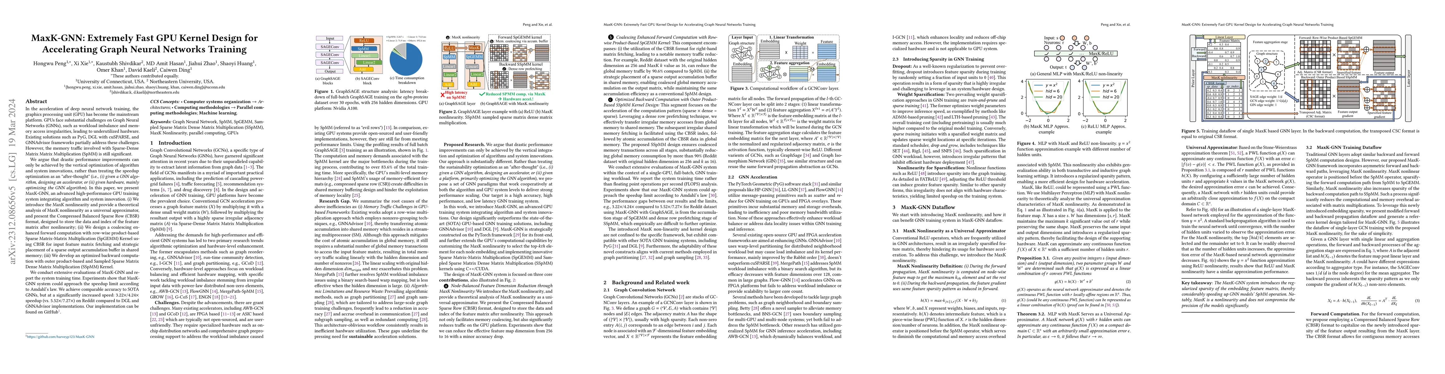 Thumbnail for MaxK-GNN: Extremely Fast GPU Kernel Design for Accelerating Graph Neural
  Networks Training