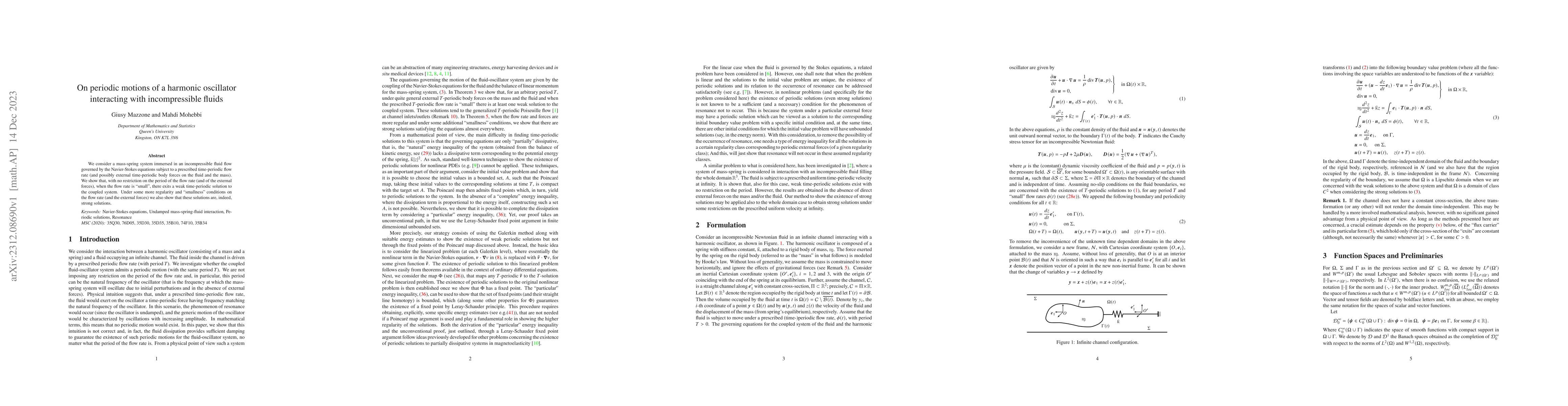 Thumbnail for On periodic motions of a harmonic oscillator interacting with
  incompressible fluids
