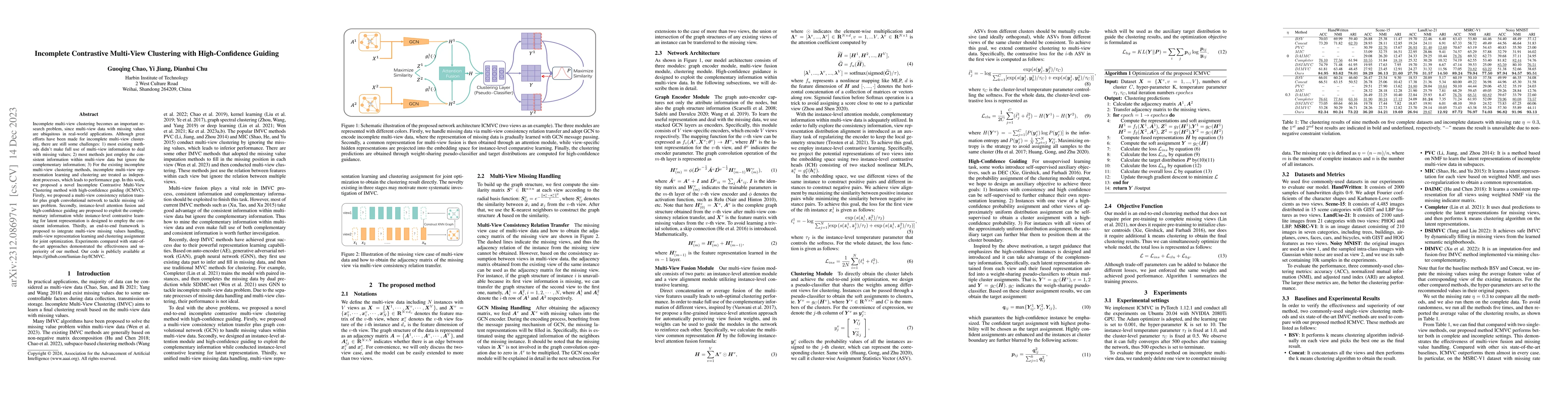 Thumbnail for Incomplete Contrastive Multi-View Clustering with High-Confidence
  Guiding