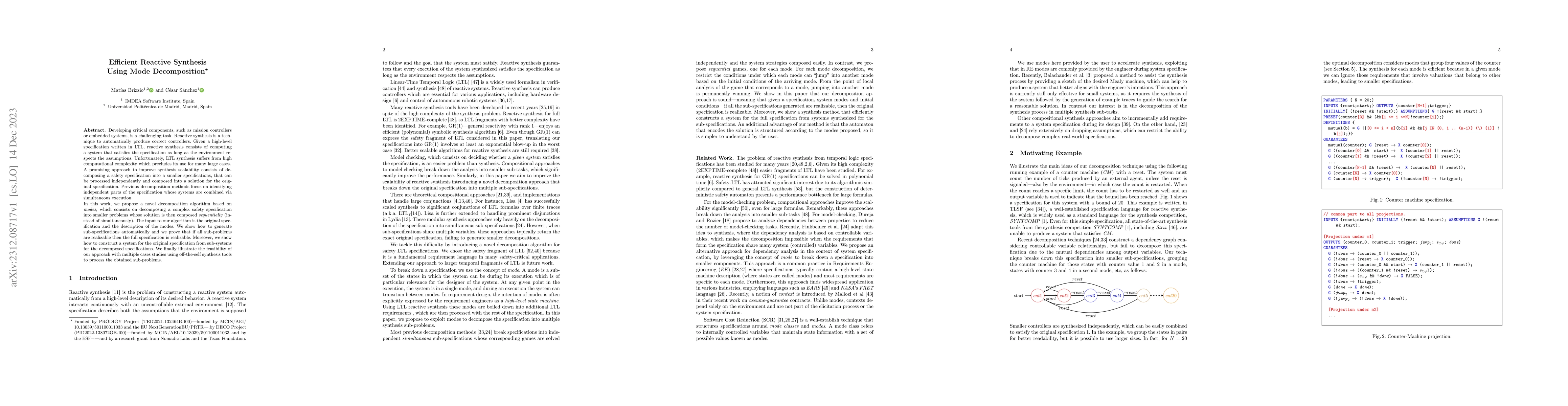 Thumbnail for Efficient Reactive Synthesis Using Mode Decomposition