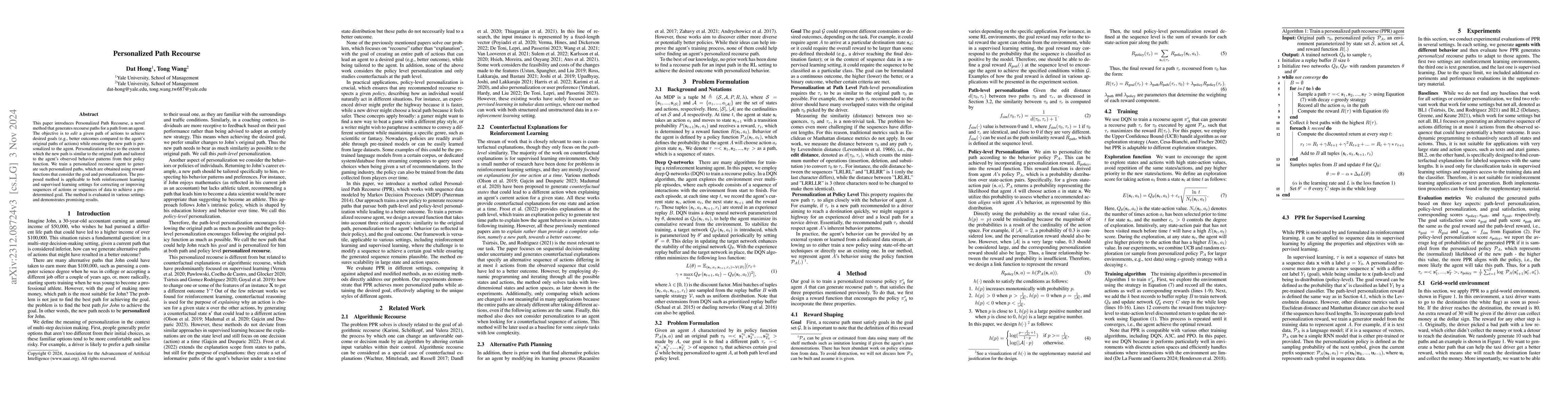 Thumbnail for Personalized Path Recourse for Reinforcement Learning Agents