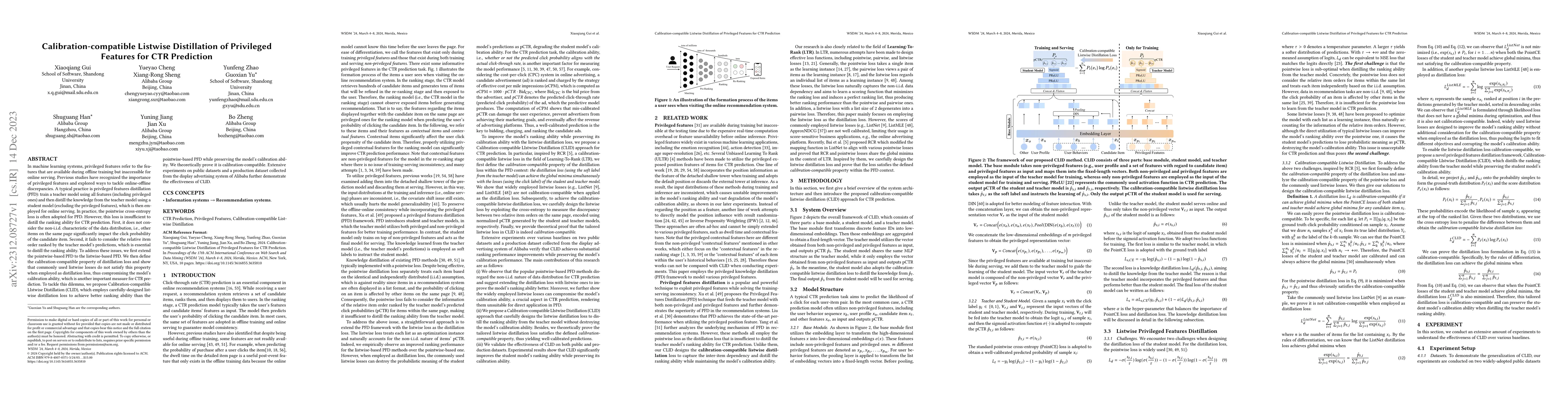 Thumbnail for Calibration-compatible Listwise Distillation of Privileged Features for
  CTR Prediction