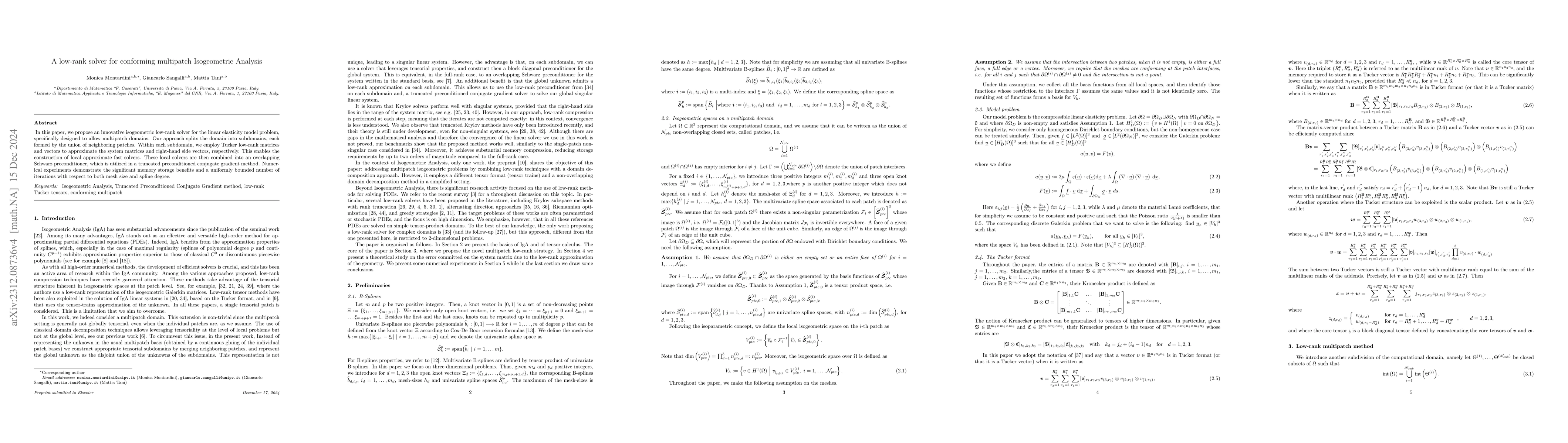 Thumbnail for A low-rank solver for conforming multipatch Isogeometric Analysis