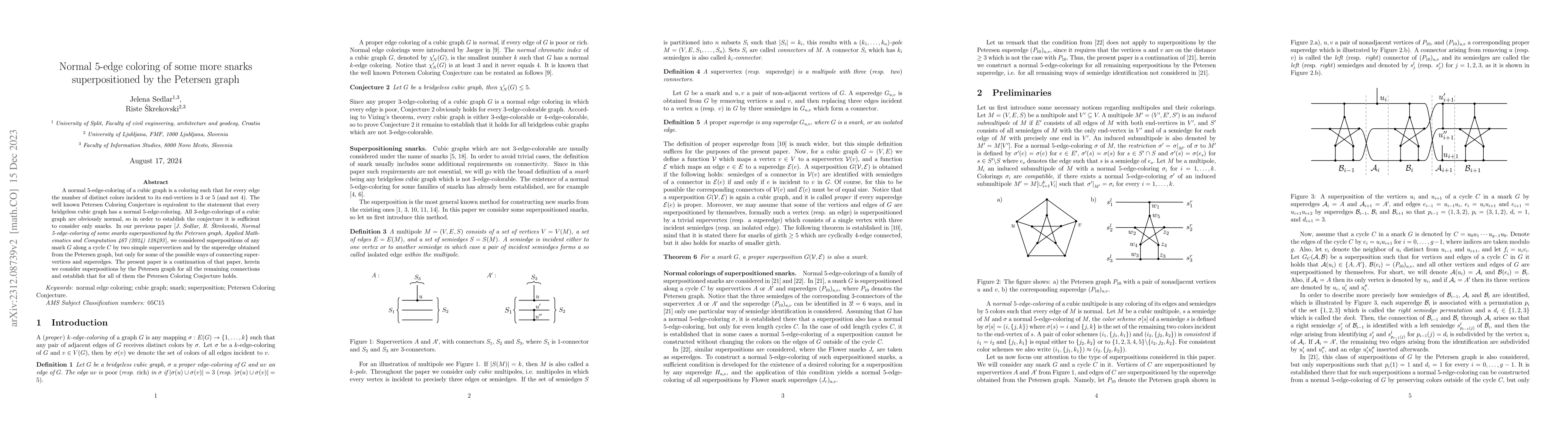 Thumbnail for Normal 5-edge coloring of some more snarks superpositioned by the
  Petersen graph