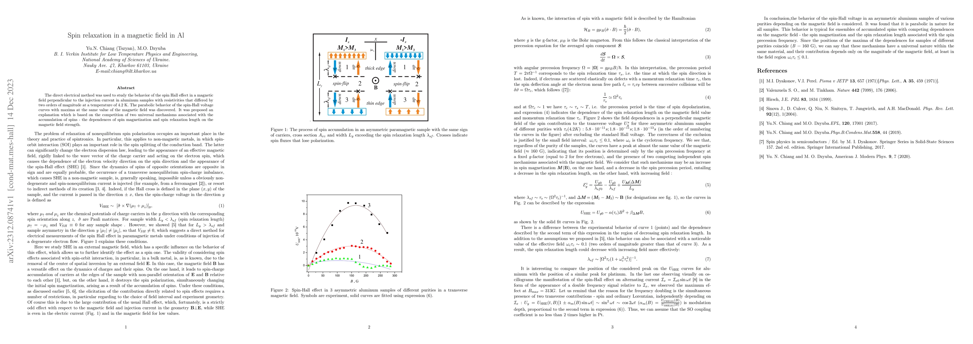 Thumbnail for Spin relaxation in a magnetic field in Al