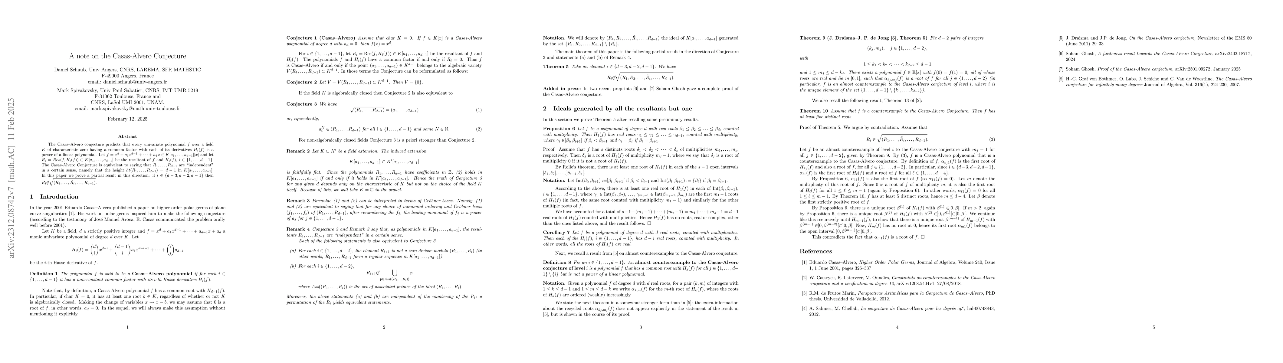 Thumbnail for A note on the Casas-Alvero Conjecture