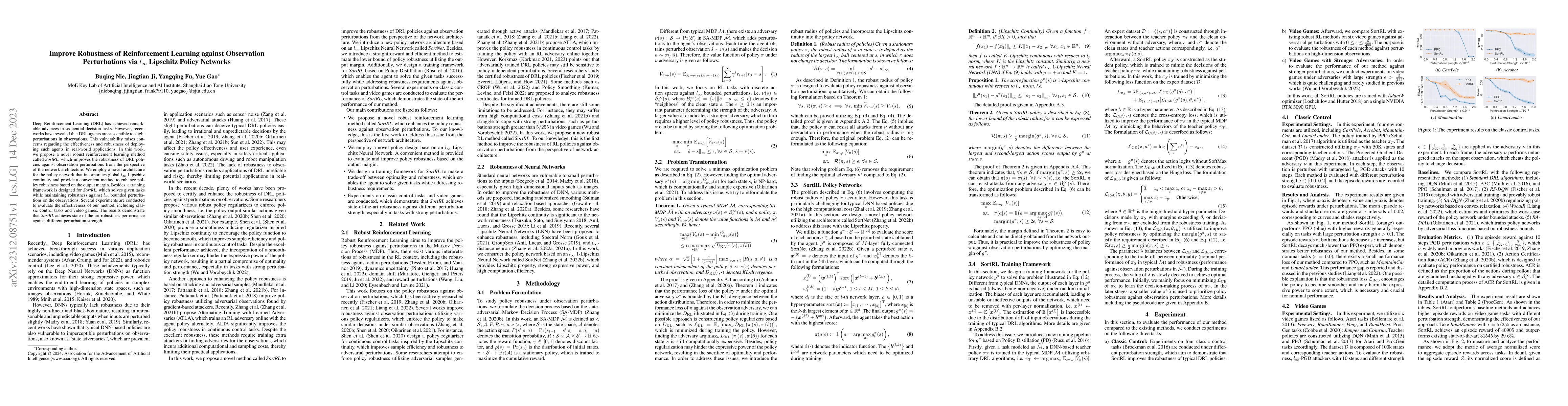 Thumbnail for Improve Robustness of Reinforcement Learning against Observation
  Perturbations via $l_\infty$ Lipschitz Policy Networks