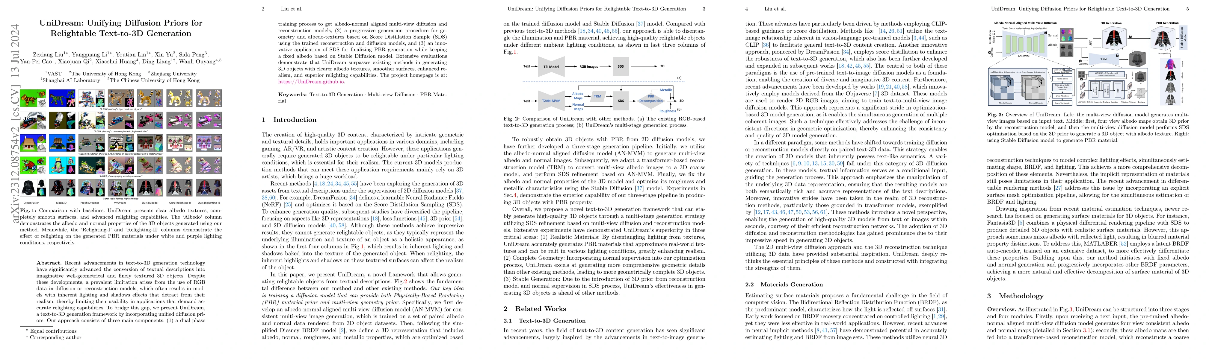 Thumbnail for UniDream: Unifying Diffusion Priors for Relightable Text-to-3D
  Generation